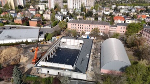 Budowa hali sportów walki - widok z drona