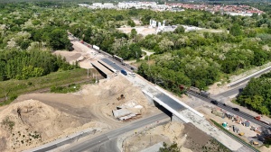 Wiadukt w ciągu ul. Lutyckiej widziany z perspektywy lotu ptaka