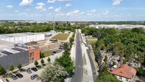 Plac budowy na ul. Szczawnickiej widziany z perspektywy lotu ptaka