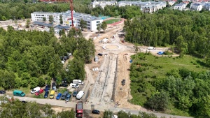 Powstający układ drogowy widziany od strony ul. Koszalińskiej