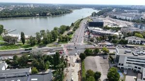 Plac budowy widziany z perspektywy lotu ptaka - widok w kierunku ul. Baraniaka