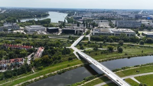 Plac budowy widziany z perspektywy lotu ptaka - widok od strony mostów Berdychowskich