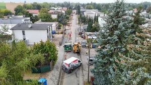 Plac budowy widziany z perspektywy drona