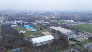Hala Sportowa Wilda widziana z perspektywy drona
