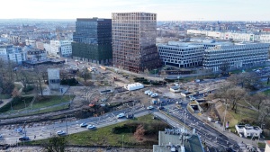 Plac budowy widziany z perspektywy drona