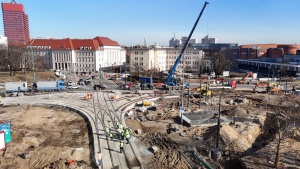 Plac budowy widziany od strony ul. Wierzbięcice