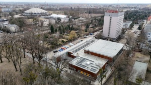 Plac budowy widziany z perspektywy drona