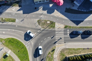 Skrzyżowanie ul. Berdychowo i Piotrowo widziane z lotu ptaka