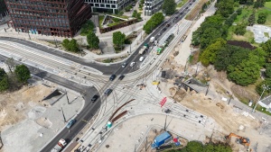Plac budowy w rejonie skrzyżowania ul. Wierzbięcice i Królowej Jadwigi