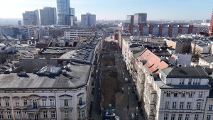 Przebudowywana ul. Ratajczaka z lotu ptaka