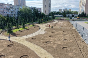 Budowa Parku Barw i Wody widziana z lotu ptaka
