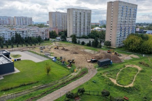 Budowa Parku Barw i Wody widziana z lotu ptaka