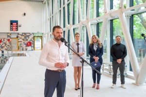 konferencja zapowiadająca otwarcie Pływalni Grunwald