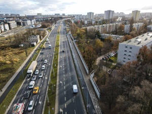 ekrany akustyczne widziane z lotu ptaka w kierunku Kórnika