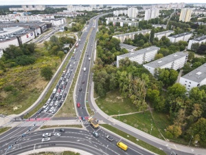 ul. Krzywoustego - widok z lotu ptaka w kierunku Estakady Katowickiej