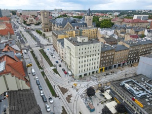 skrzyżowanie ulic Św. Marcin i Gwarnej - w tle CK Zamek
