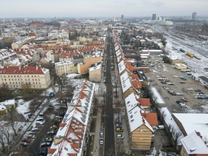Ulica Kolejowa widziana z perspektywy lotu ptaka