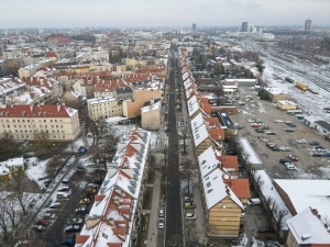 Ulica Kolejowa widziana z perspektywy lotu ptaka