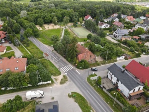 widok na skrzyżowanie do przebudowy z lotu ptaka