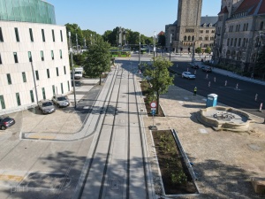 wyspy zieleni przed Akademią Muzyczną - widok z lotu ptaka