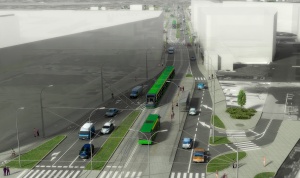 Poglądowa wizualizacja drugiego etapu trasy tramwajowej na Naramowice