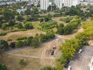 Traszki Ratajskie z lotu ptaka w czasie prac budowalnych