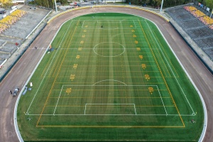 Zbliżenie na boisko do futbolu amerykańskiego 